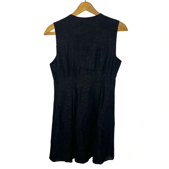 TIBI New York 100% Linen Floral Damask Ruffle Snap Button Sleeveless Dress - Picture 6 of 12